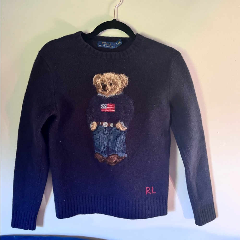 Ralph Lauren Dark Blue Sweater with Bear Motif